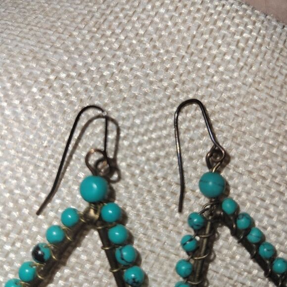 Elegant Teardrop Turquoise Earrings - Picture 3 of 3